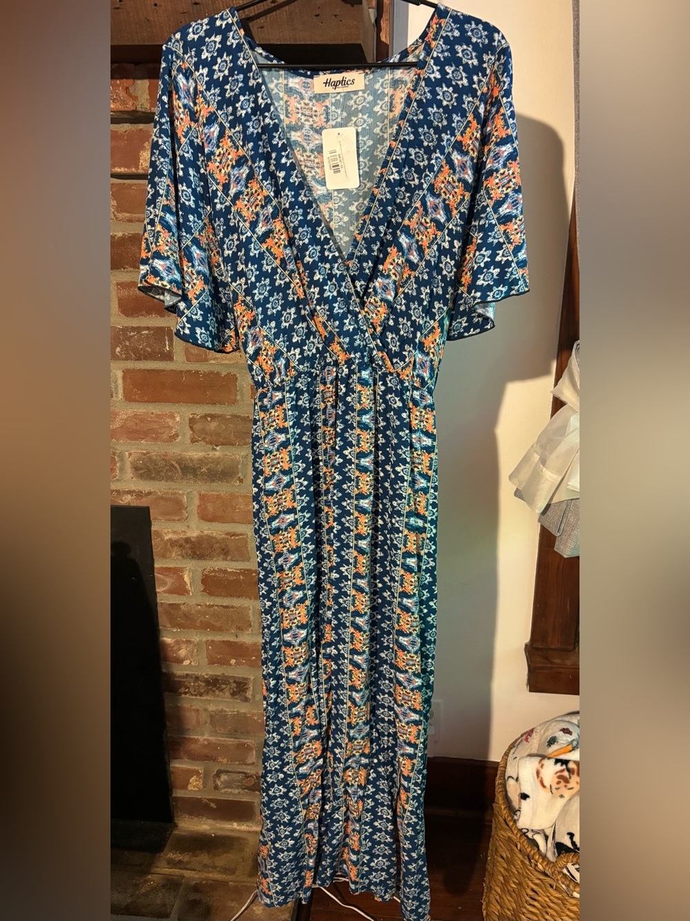 Harper Blue and Orange Floral Wrap Maxi Dress